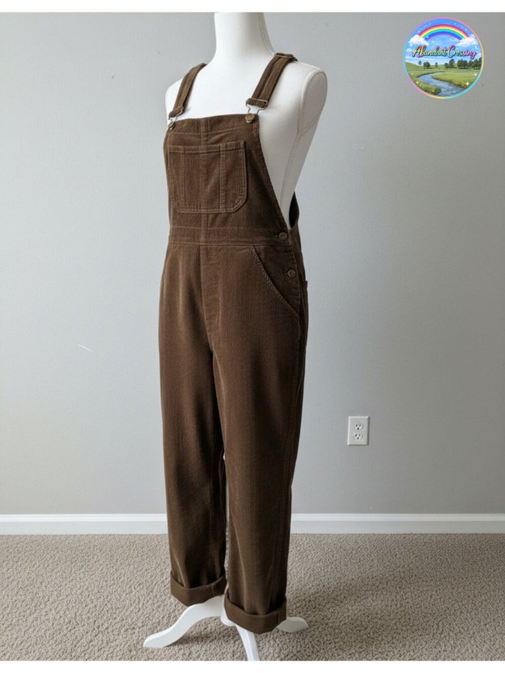 Corduroy Overalls Loose Fit Adjustable Straps Wide Leg Jumpsuit with Pockets